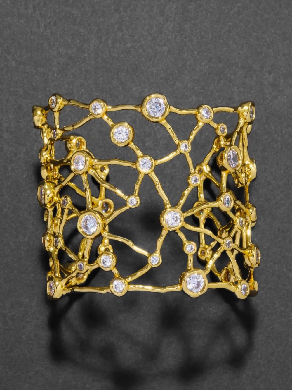 Alexis Bittar Gold Openwork Crystal Cuff Bracelet